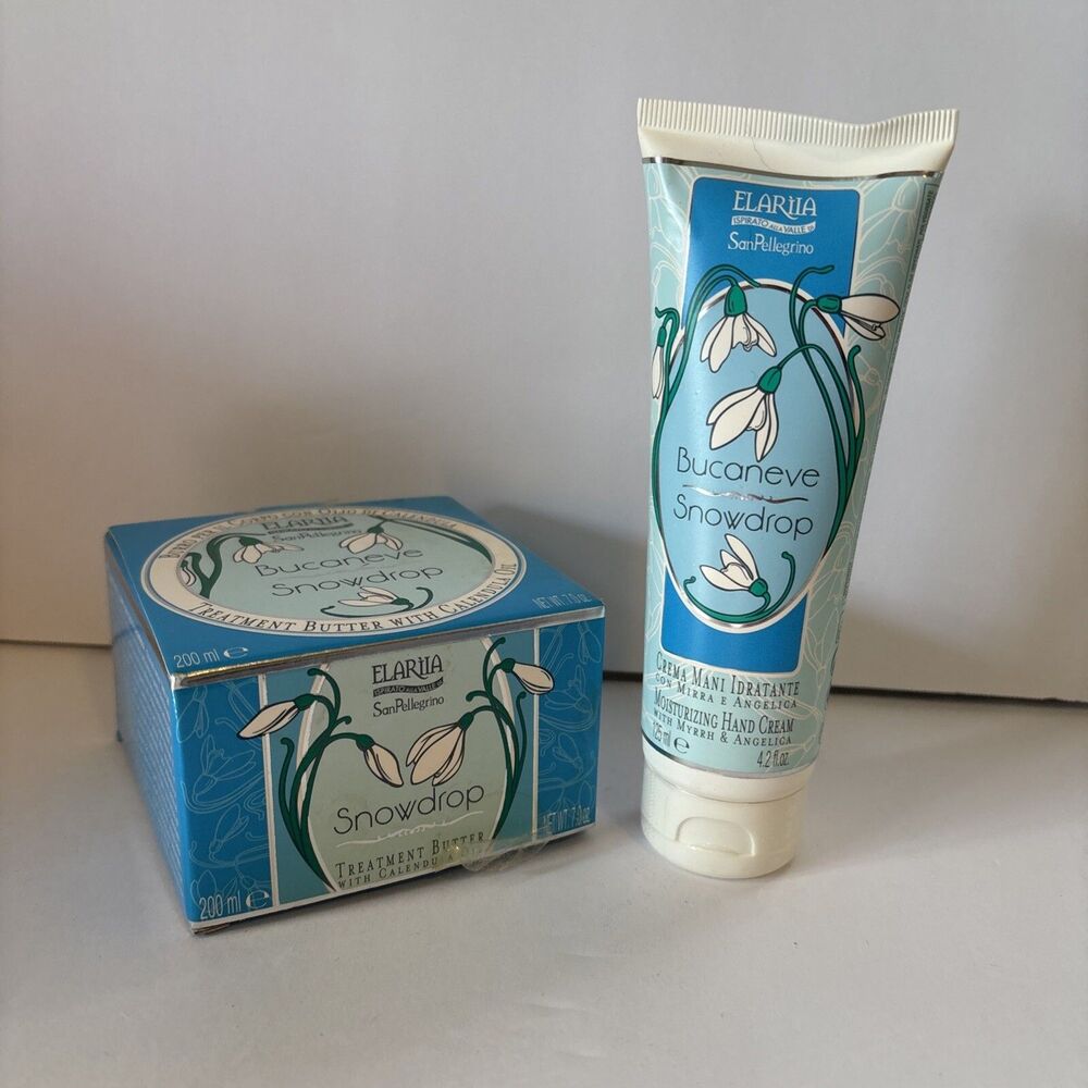 Perlier Elariia Snowdrop Butter w Calendula Oil 7oz + Hand Cream 4.2 oz